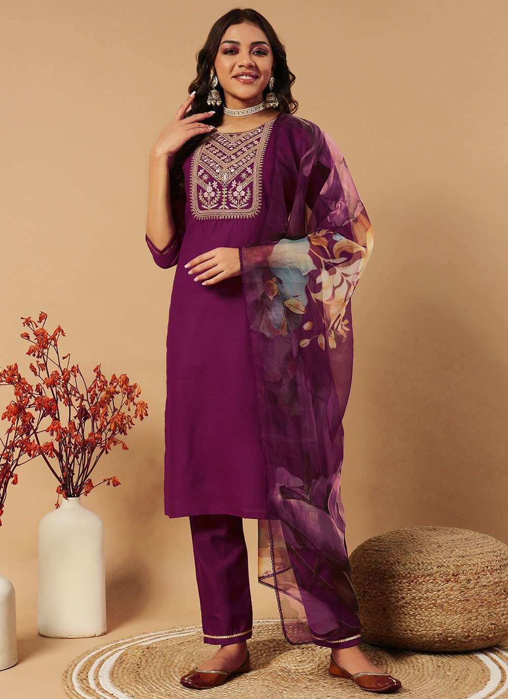 Embroidered Cotton Salwar Suit - T4622