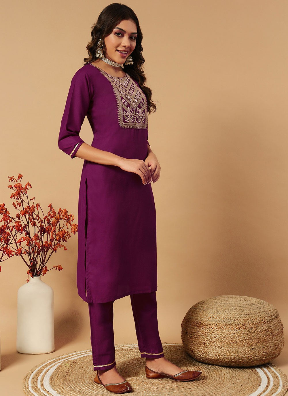 Embroidered Cotton Salwar Suit - T4622