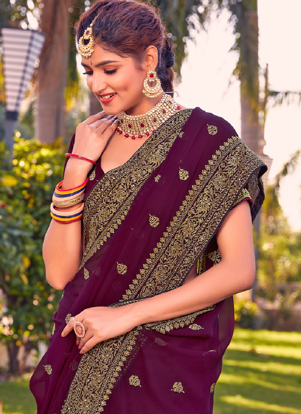 Saree Embroidered Georgette Saree - S2618