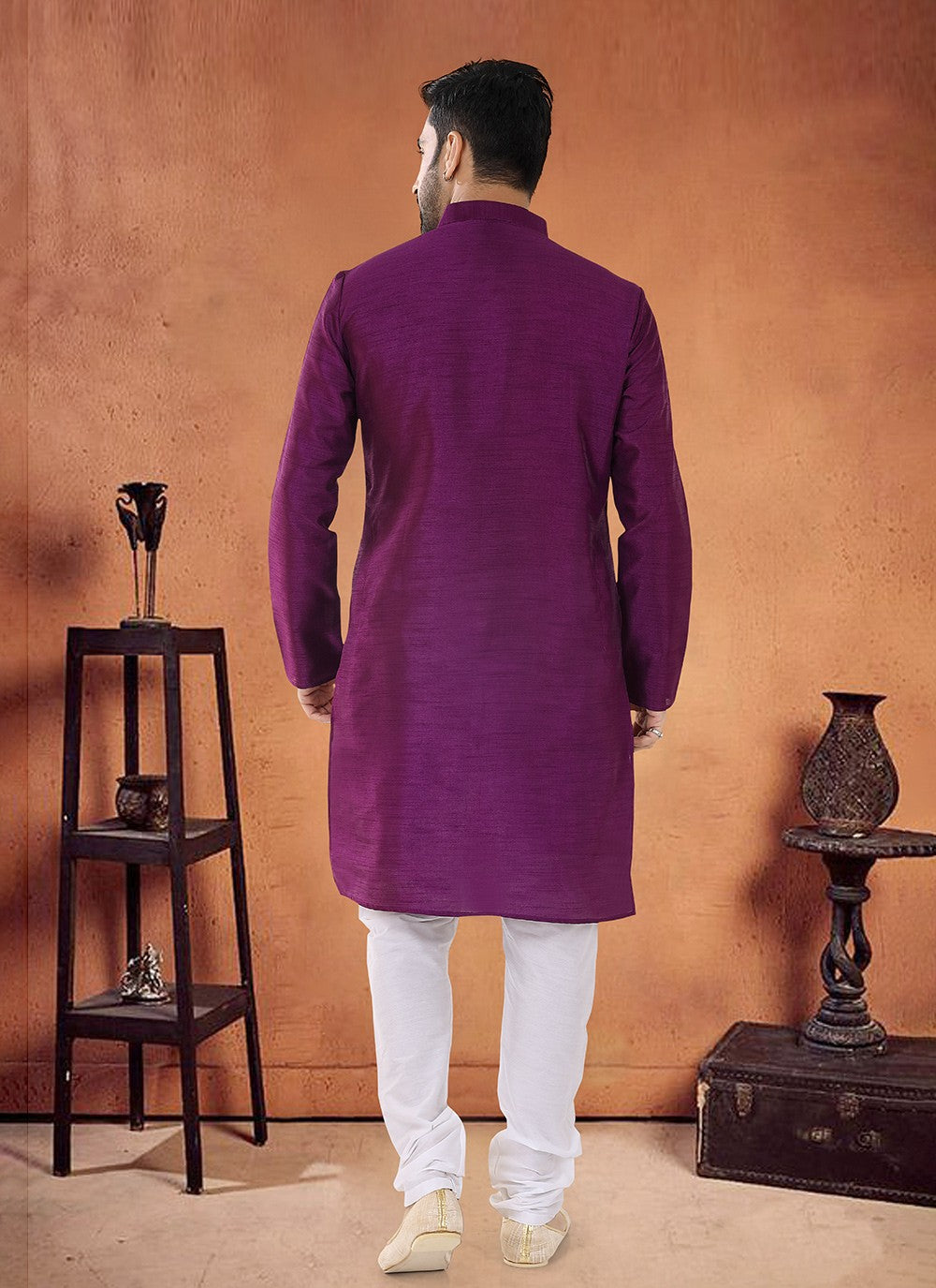 Patch Silk Purple Kurta Pyjama - M8088