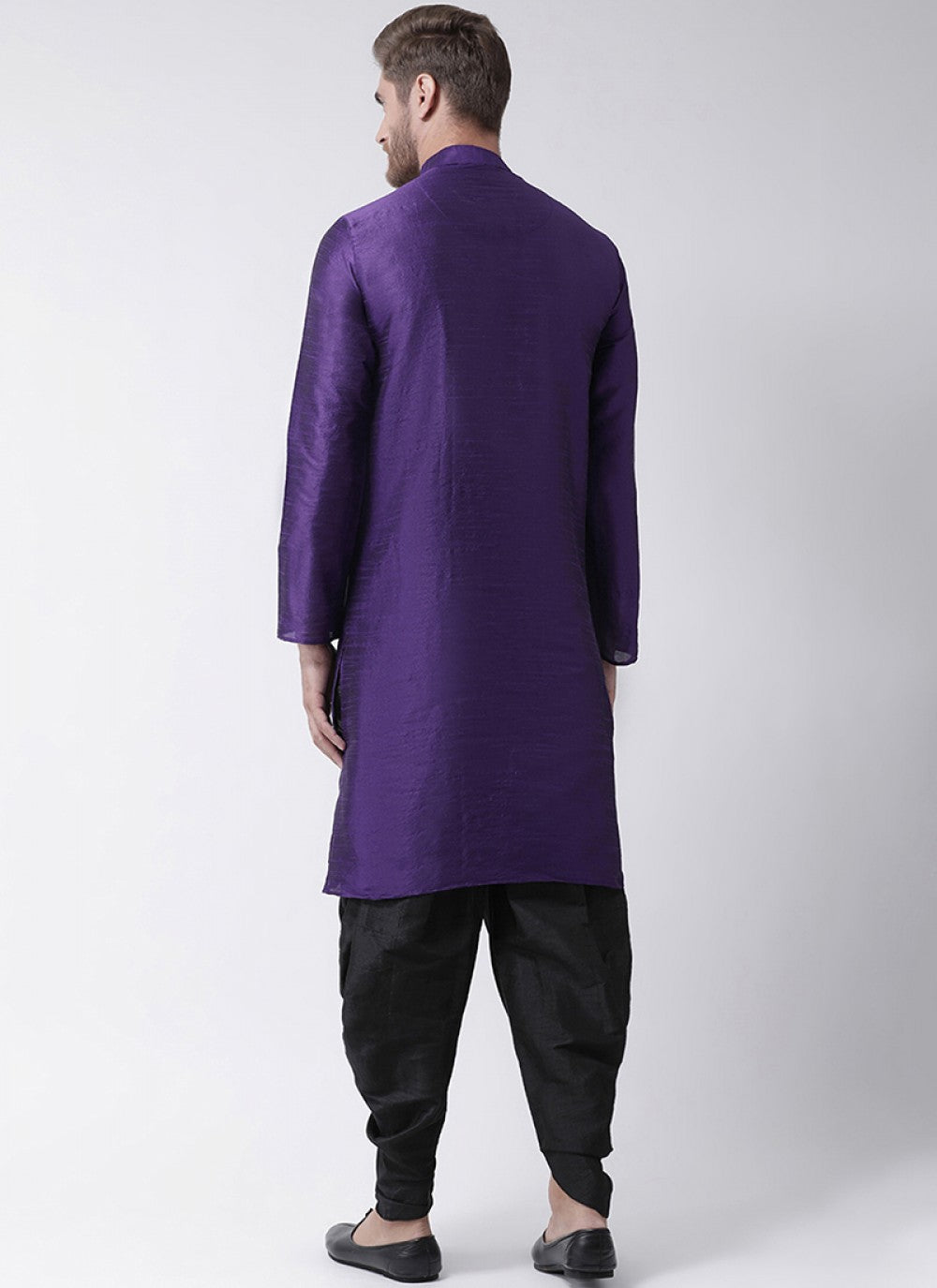 Plain Art Dupion Silk Purple Kurta Pyjama - M1223