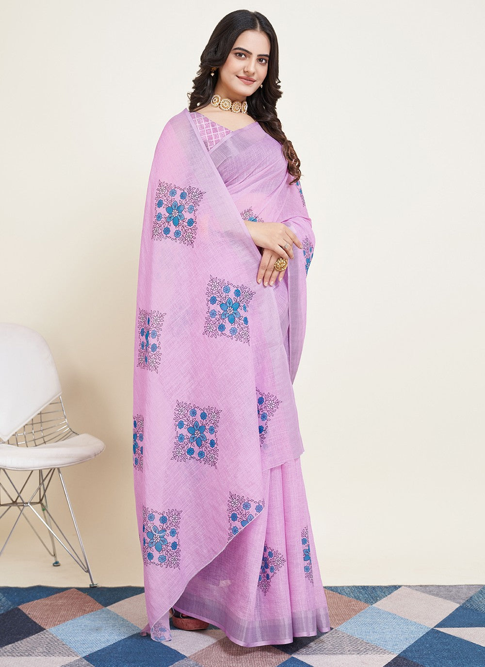 Trendy Printed Cotton Saree - S5070