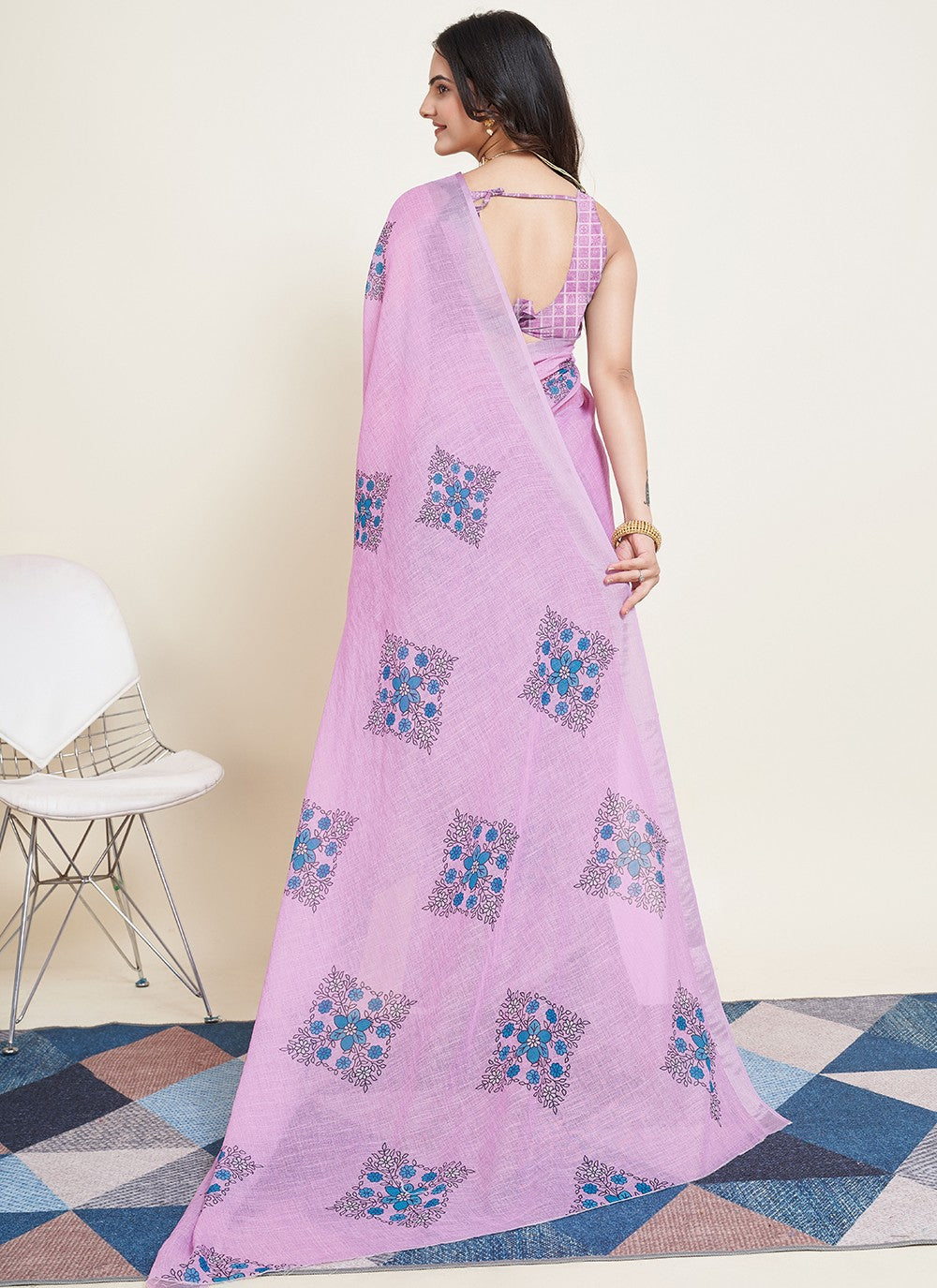 Trendy Printed Cotton Saree - S5070