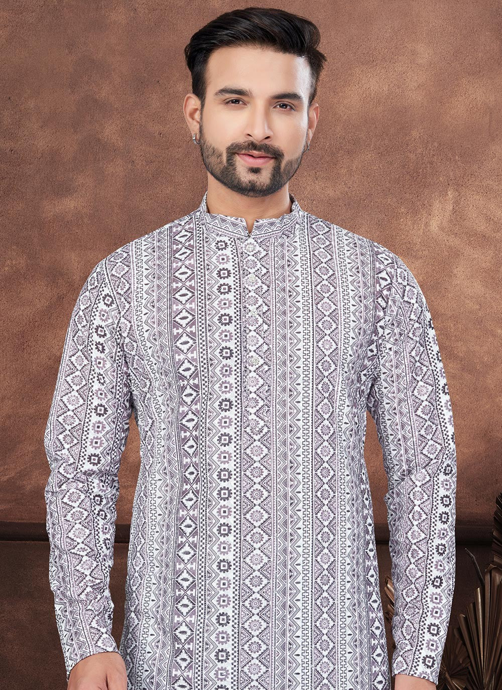 Digital Print Rayon Purple Kurta Pyjama - M8682