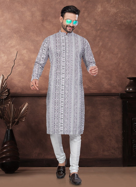 Digital Print Rayon Purple Kurta Pyjama - M8682