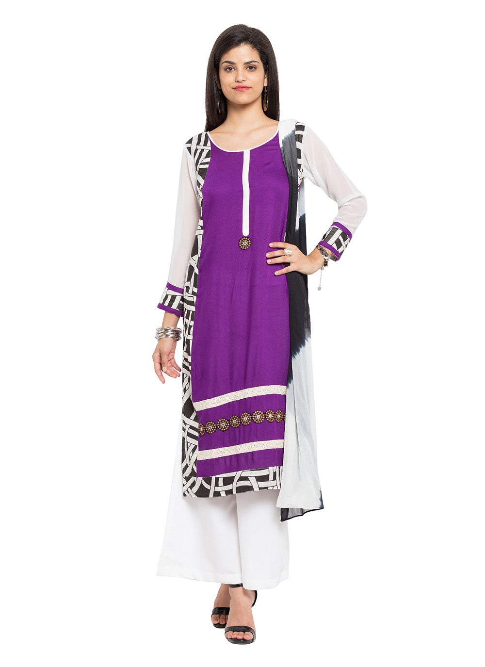 Faux Georgette Churidar Suit - T358