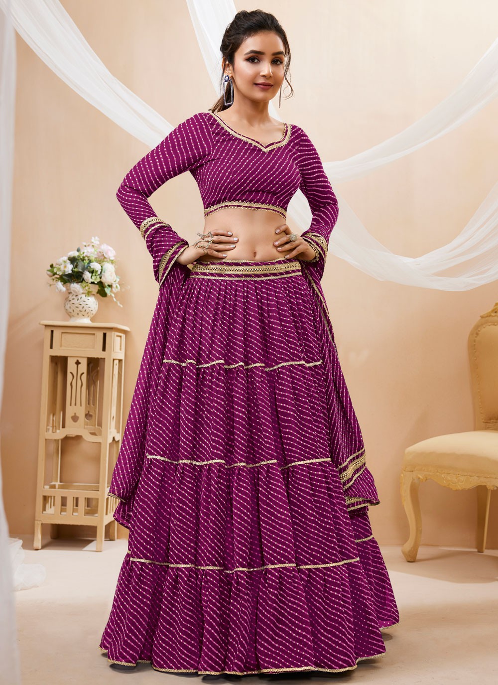 Lace Georgette A - Line Lehenga - L1880