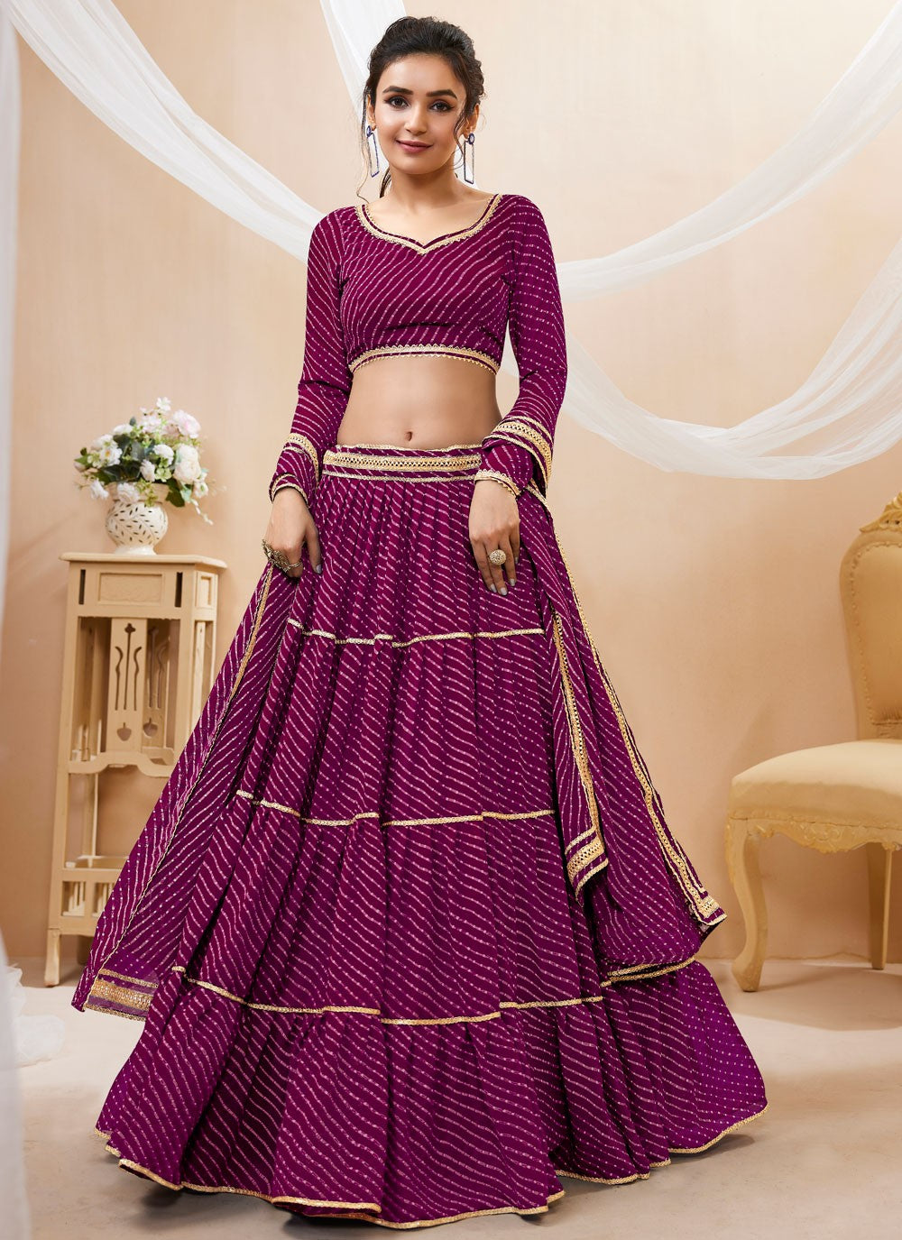 Lace Georgette A - Line Lehenga - L1880