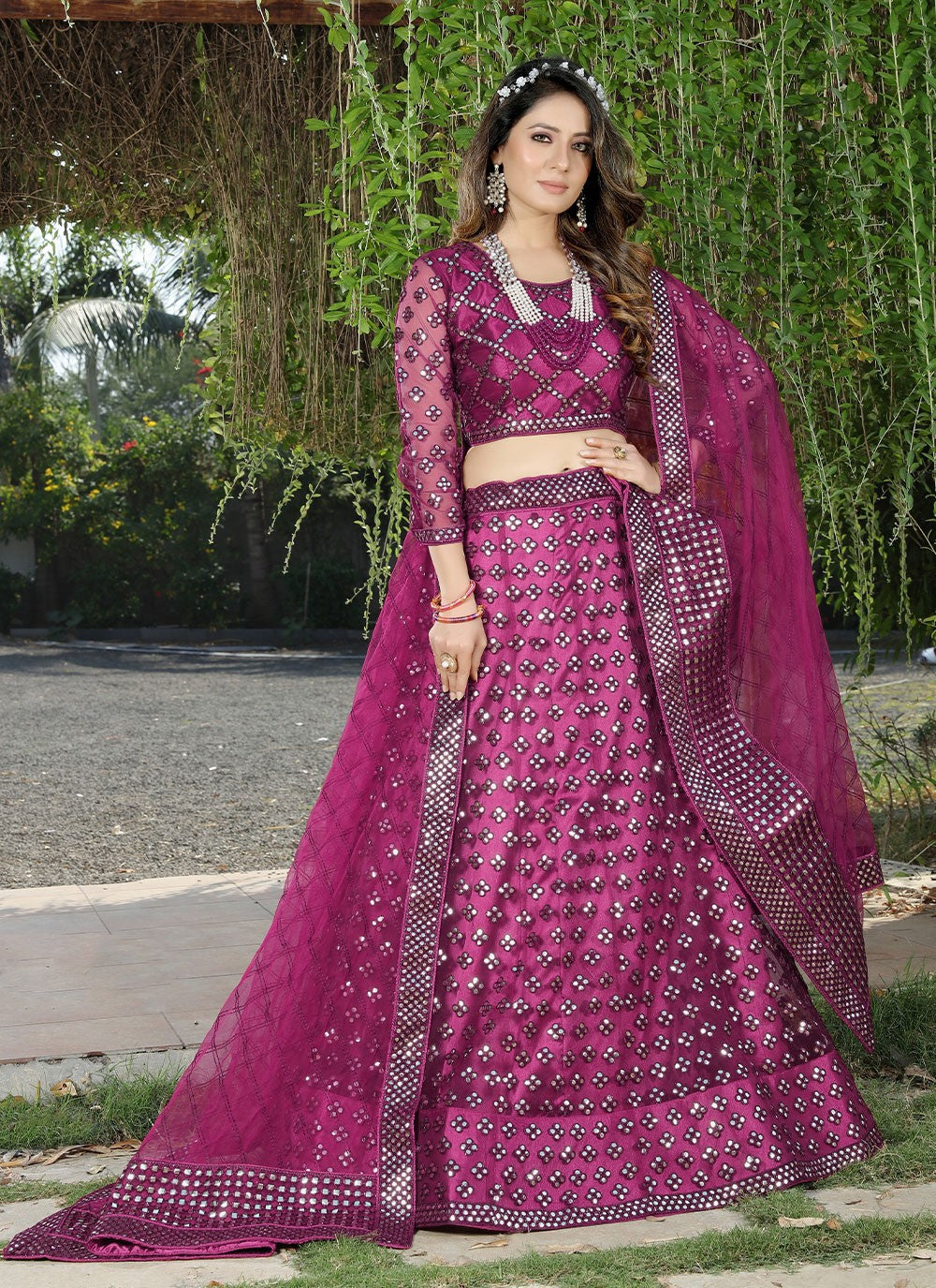 Embroidered Net A - Line Lehenga - L0760