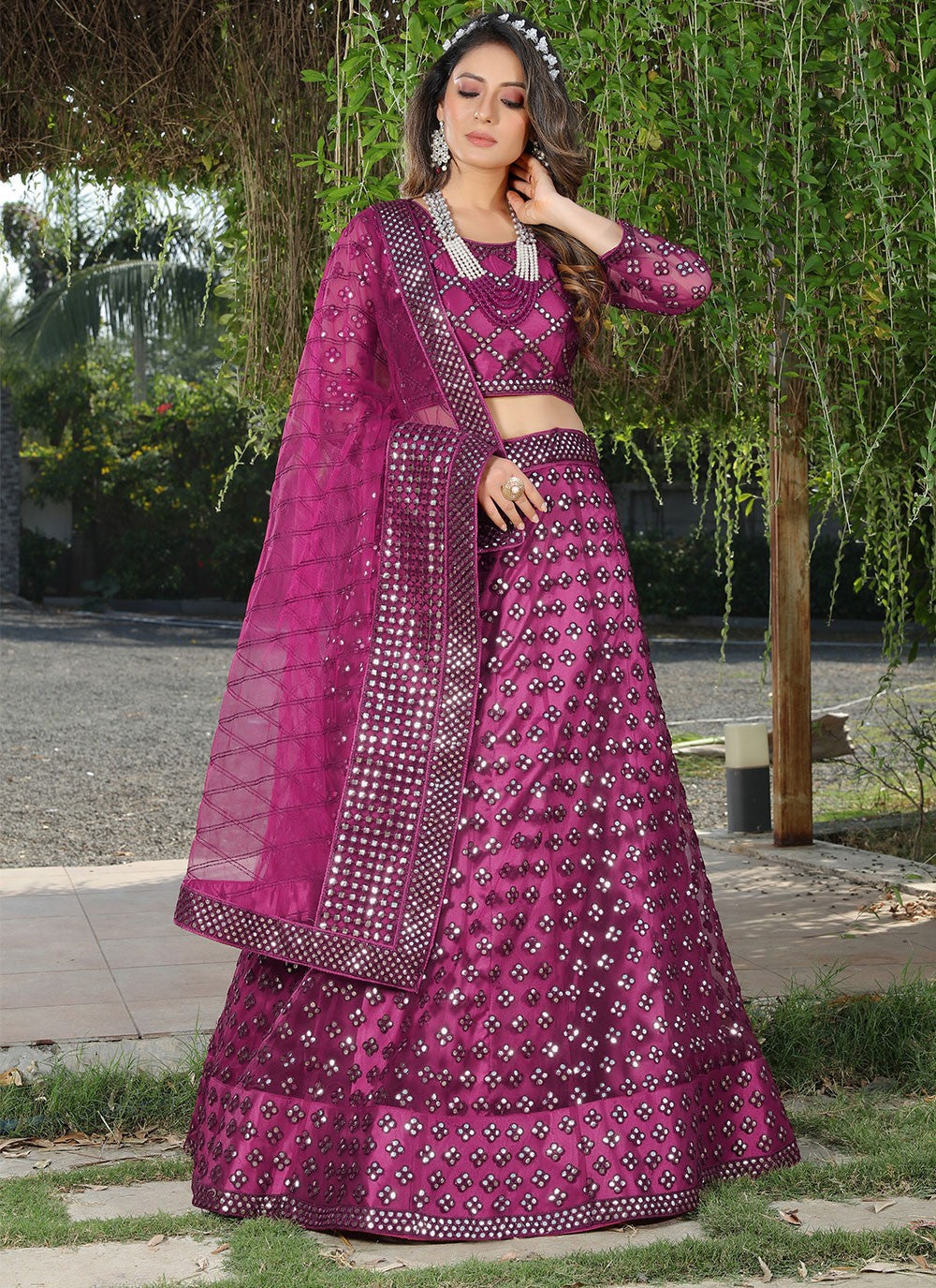 Embroidered Net A - Line Lehenga - L0760