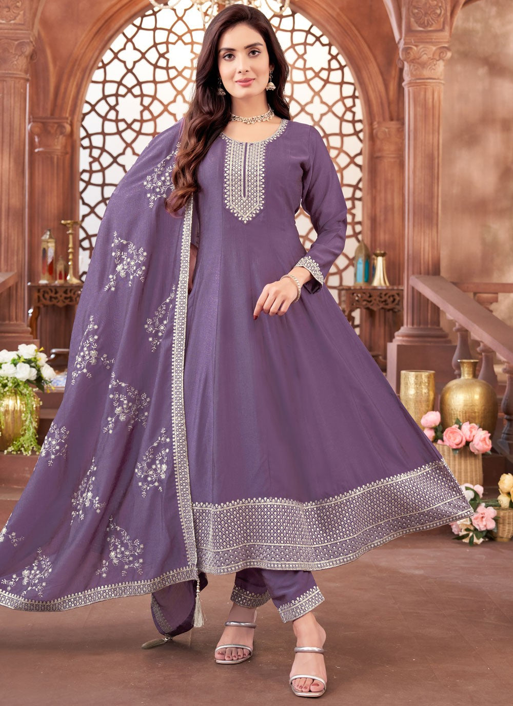 Embroidered Silk Salwar Suit - T4284