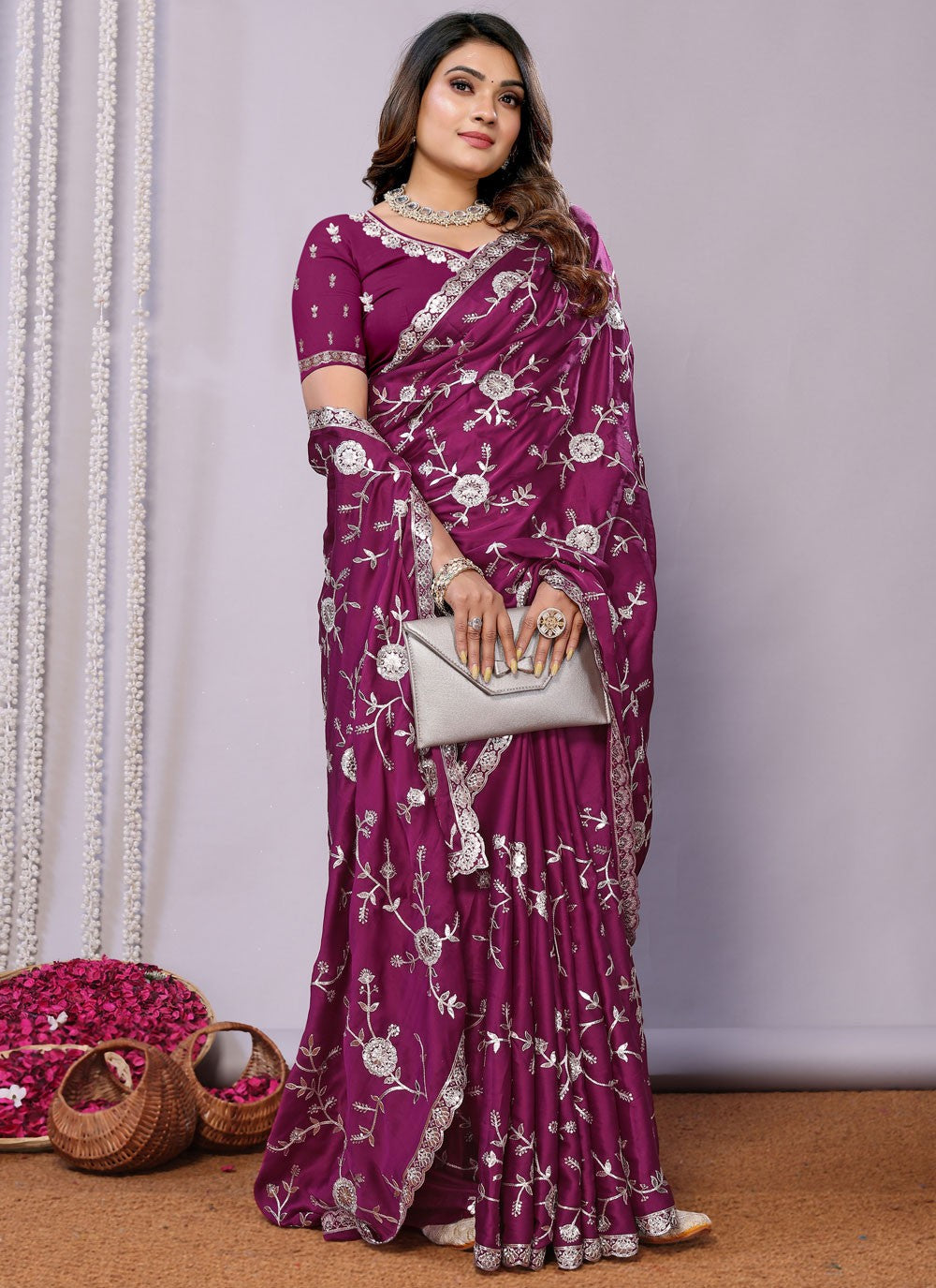 Sequins, Thread, Zari Net Saree - S11513