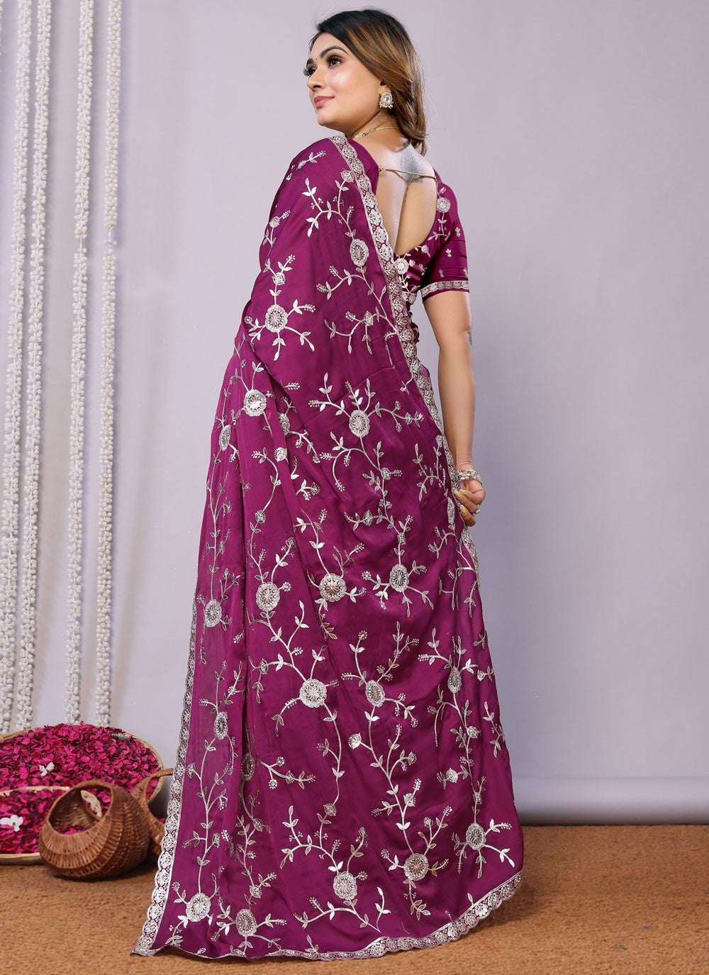 Sequins, Thread, Zari Net Saree - S11513