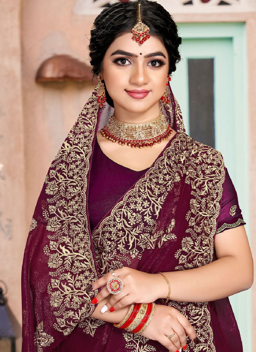 Saree Embroidered Shimmer, Silk Saree - S2461