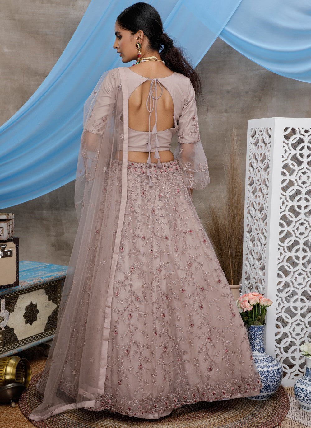 Embroidered Net A - Line Lehenga - L0069