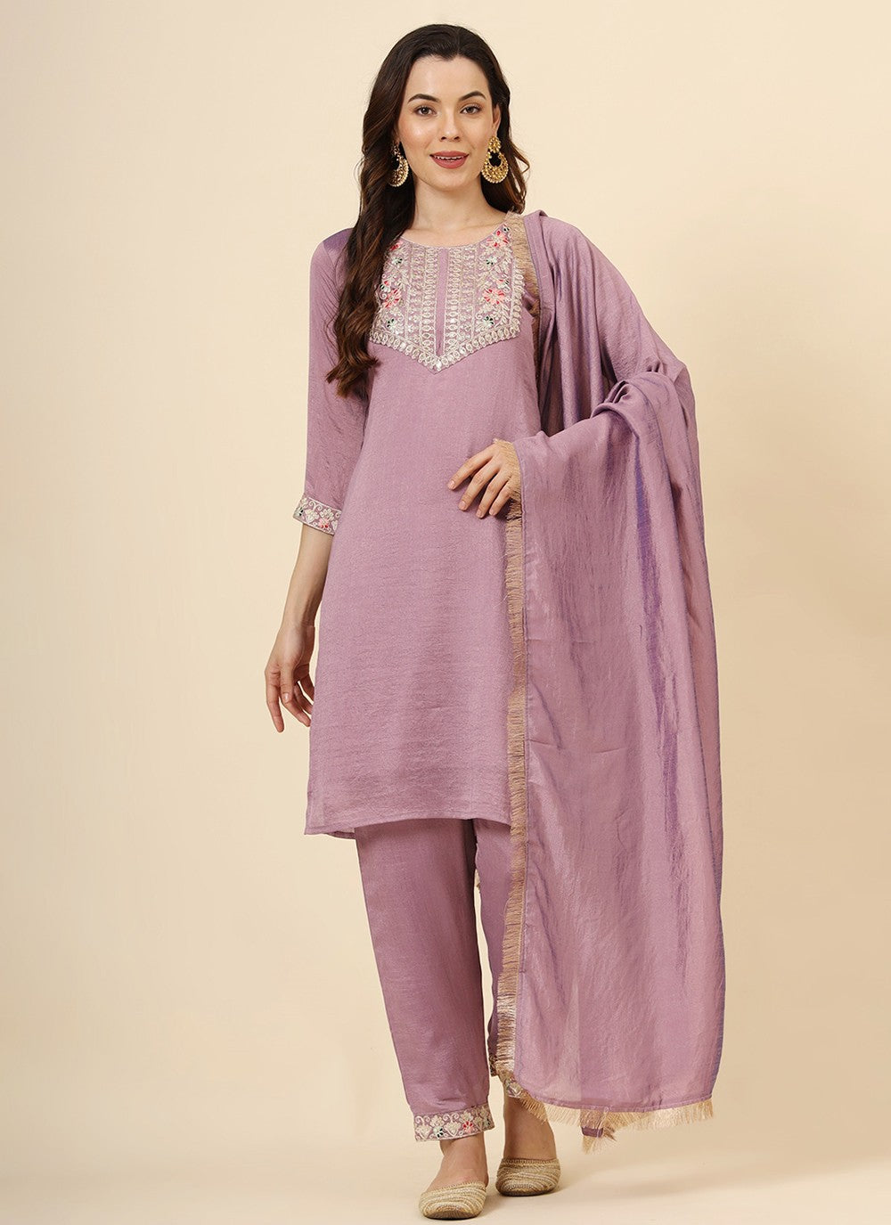 Vichitra Silk Pant Style Suit - T3465