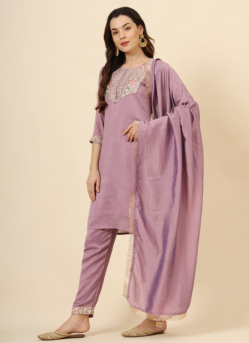 Vichitra Silk Pant Style Suit - T3465