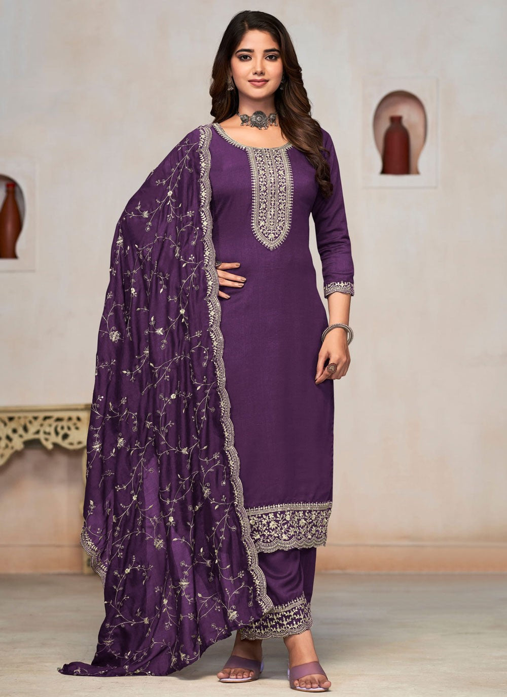 Vichitra Silk Salwar Suit - T2908