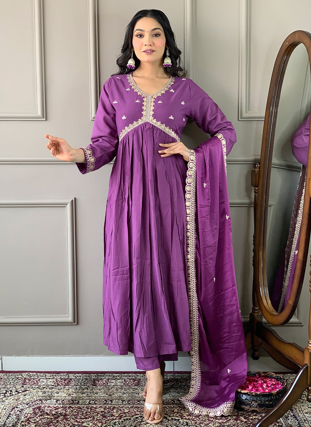 Silk, Viscose Salwar Suit - T3285