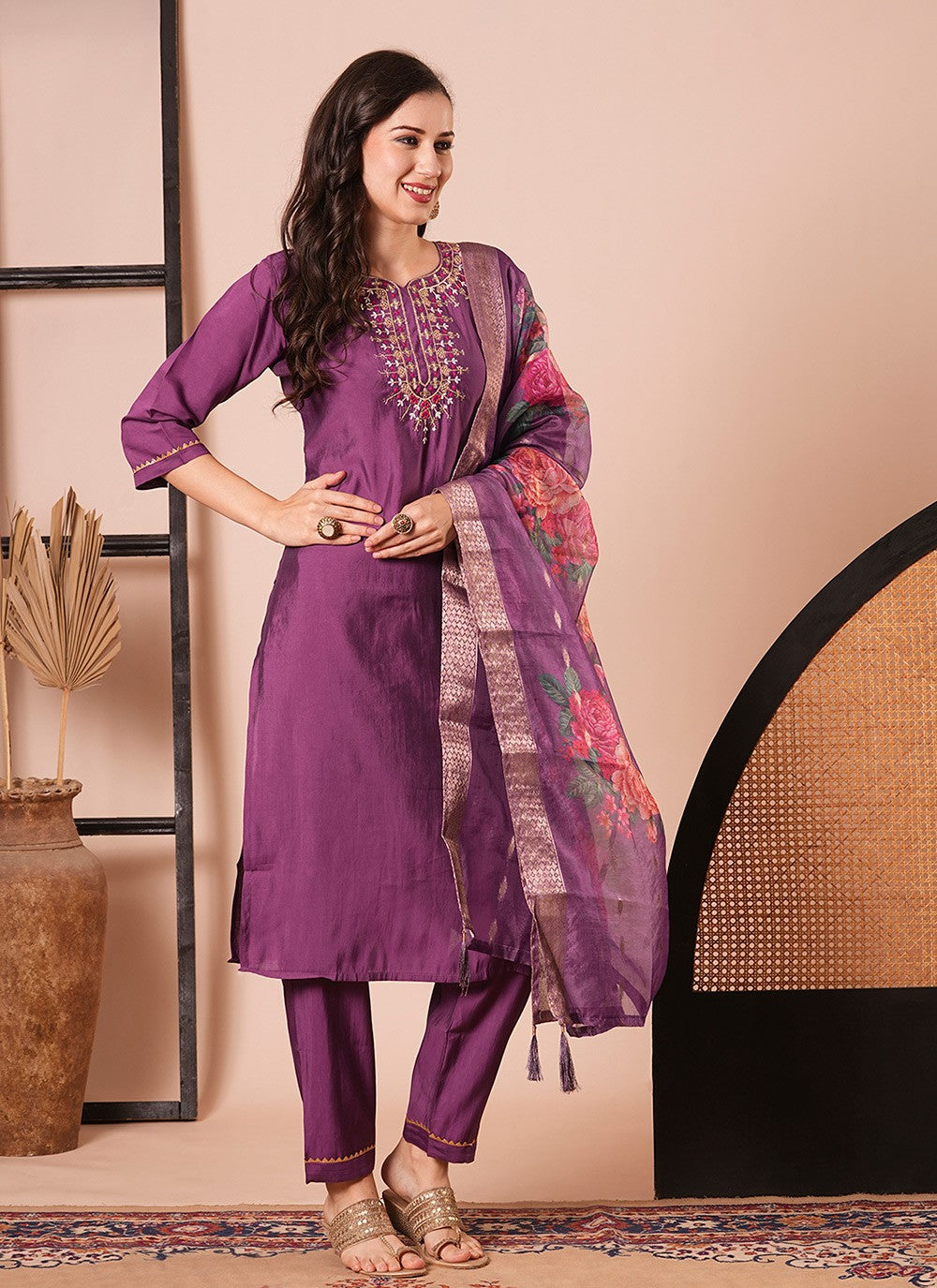 Chanderi Salwar Suit - T4168