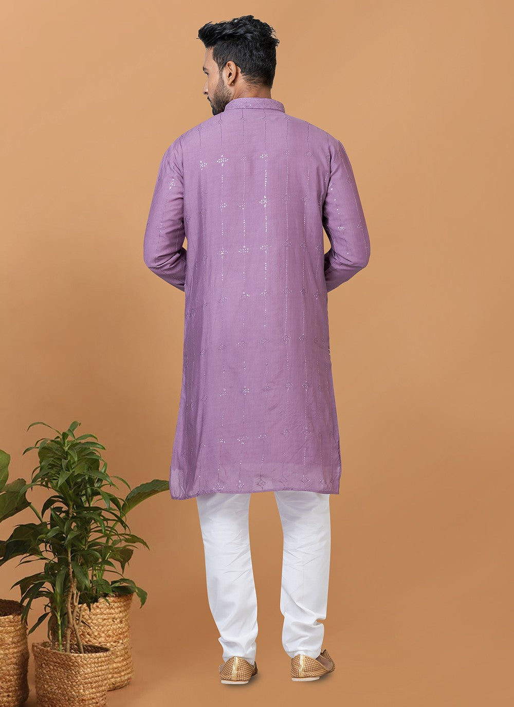 Embroidered Cotton , Viscose Purple Kurta Pyjama - M6268