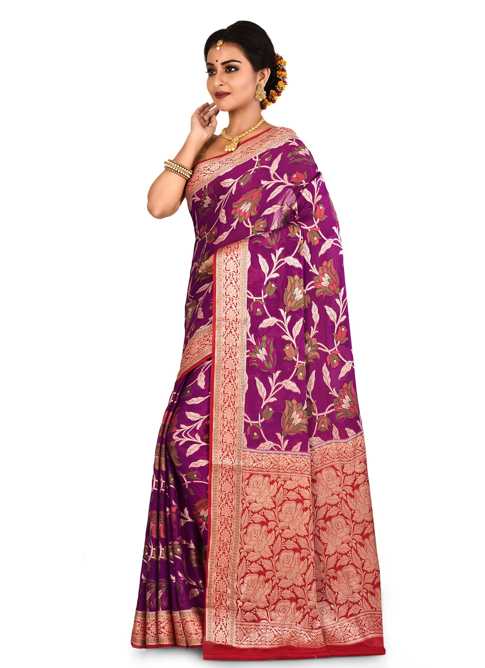 Contemporary Weaving Zari Banarasi Silk Saree - S0376