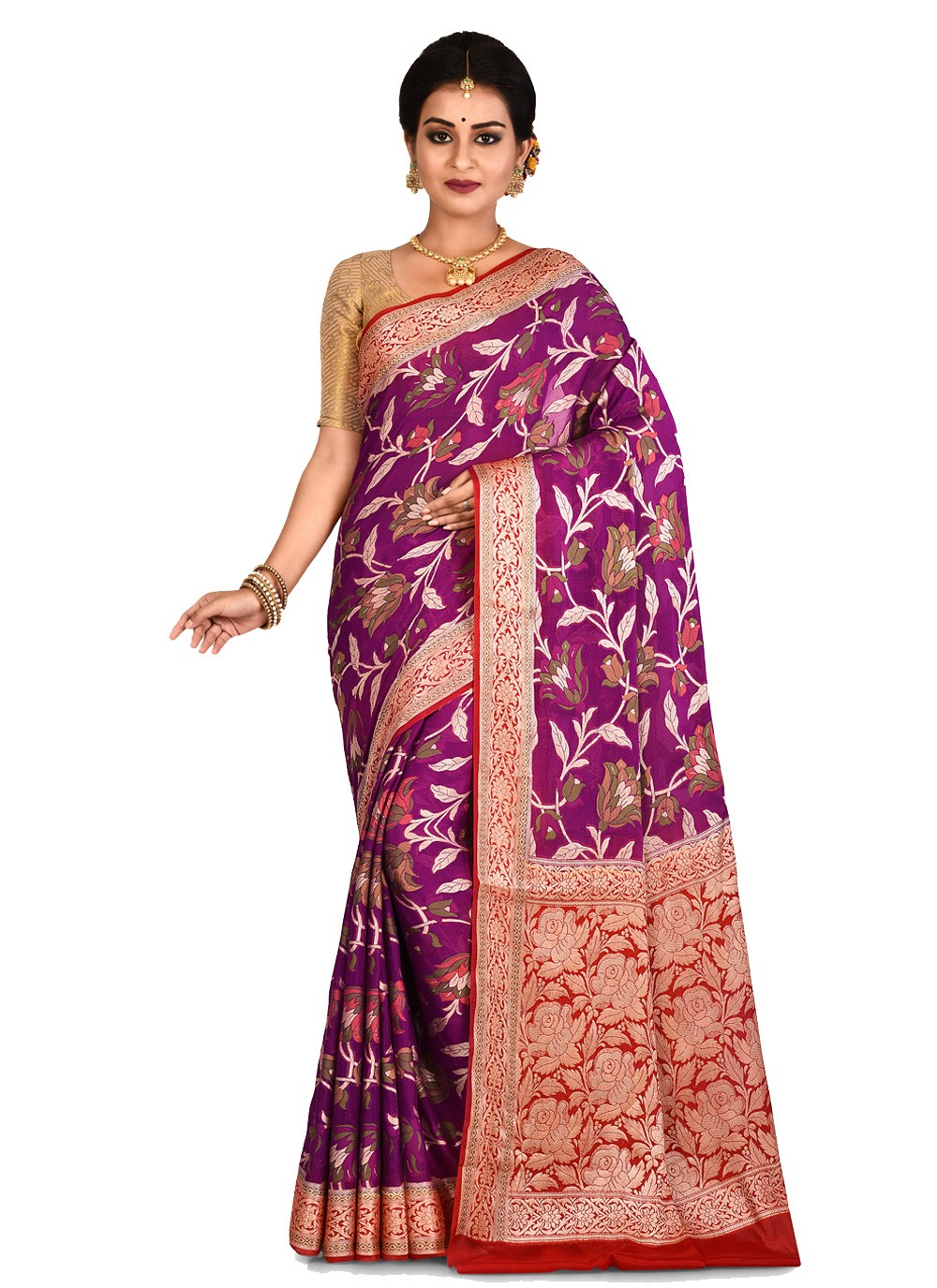 Contemporary Weaving Zari Banarasi Silk Saree - S0376