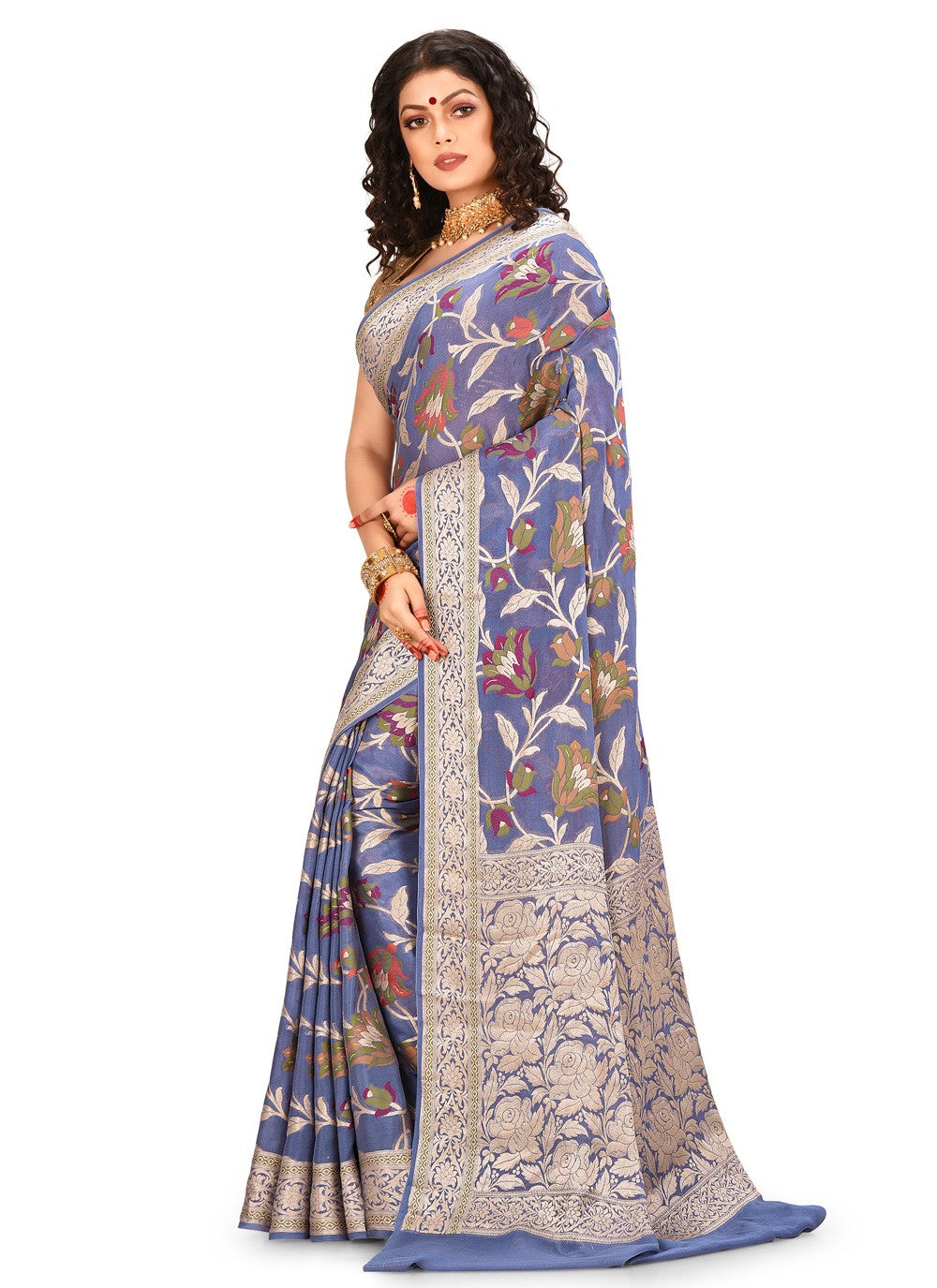 Contemporary Weaving Zari Banarasi Silk Saree - S0376