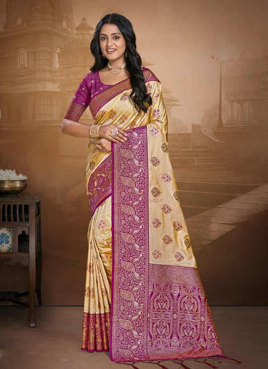 Trendy Weaving Zari Silk Purple Saree - S11059