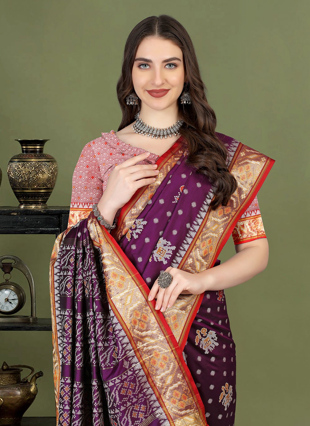 Trendy Meenakari Patola Silk Saree - S4903