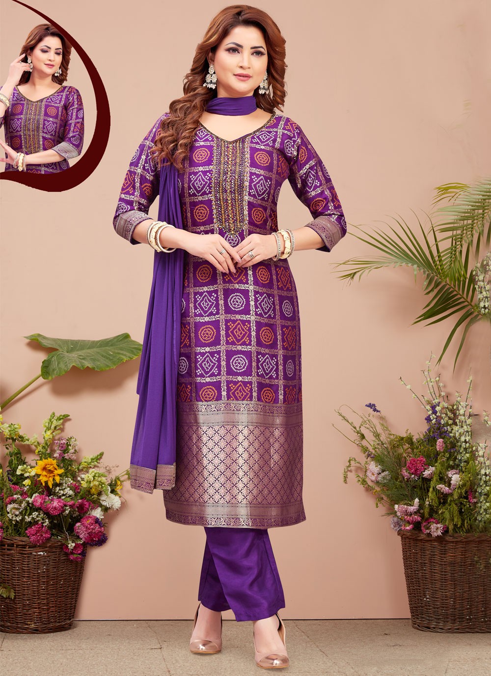 Embroidered Silk Salwar Suit - T4357