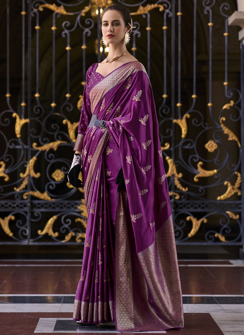 Classic Weaving Zari Satin Silk Saree - S9129