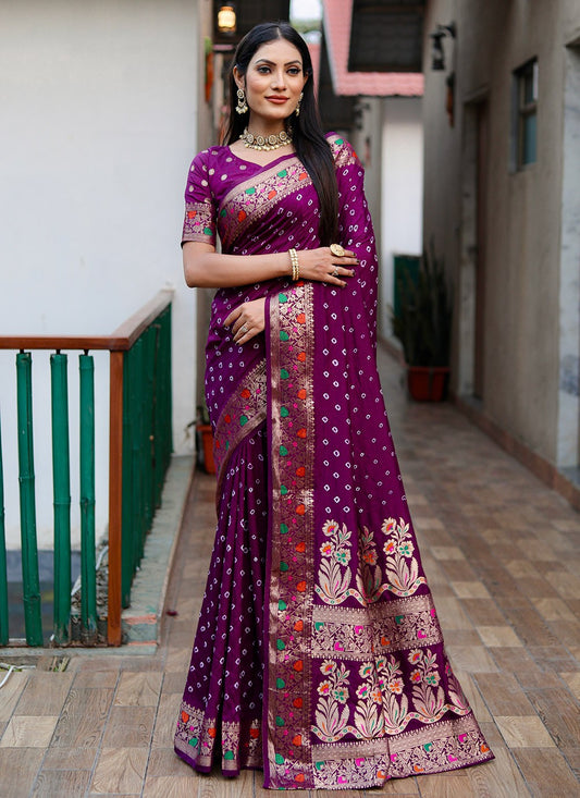 Traditional Bandhej Paithni, Silk Saree - S8842