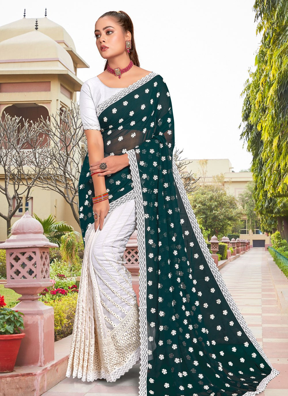 Classic Embroidered Georgette Saree - S3931