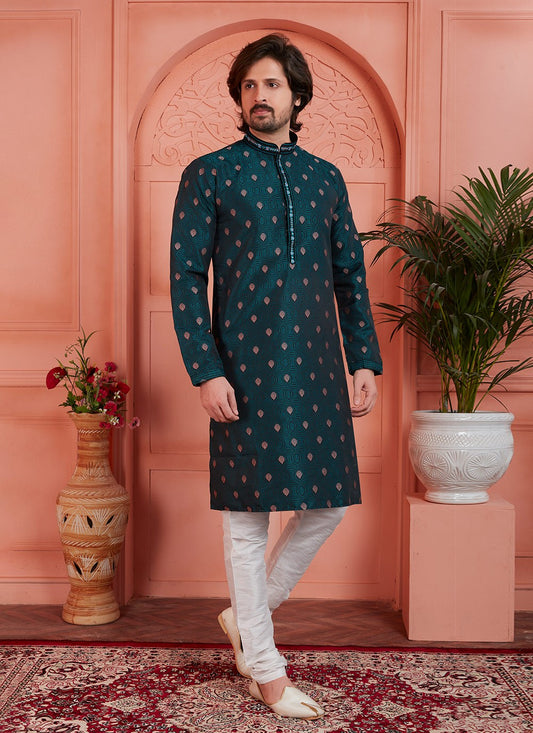 Pintex Brocade, Jacquard Silk Rama Kurta Pyjama - M7757