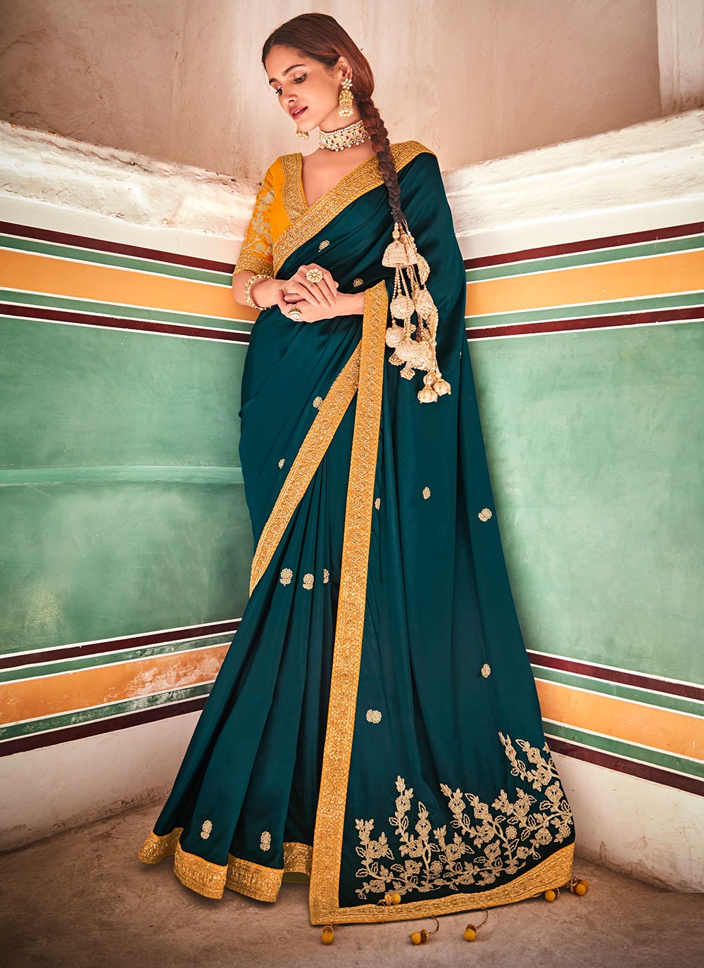 Classic Mirror Organza Saree - S1209