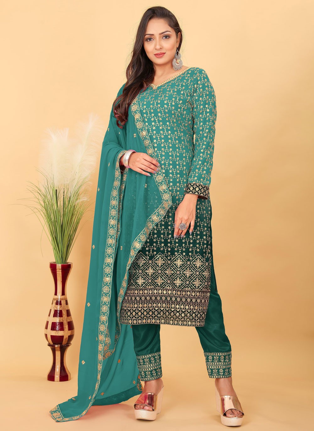 Faux Georgette Salwar Suit - T3696