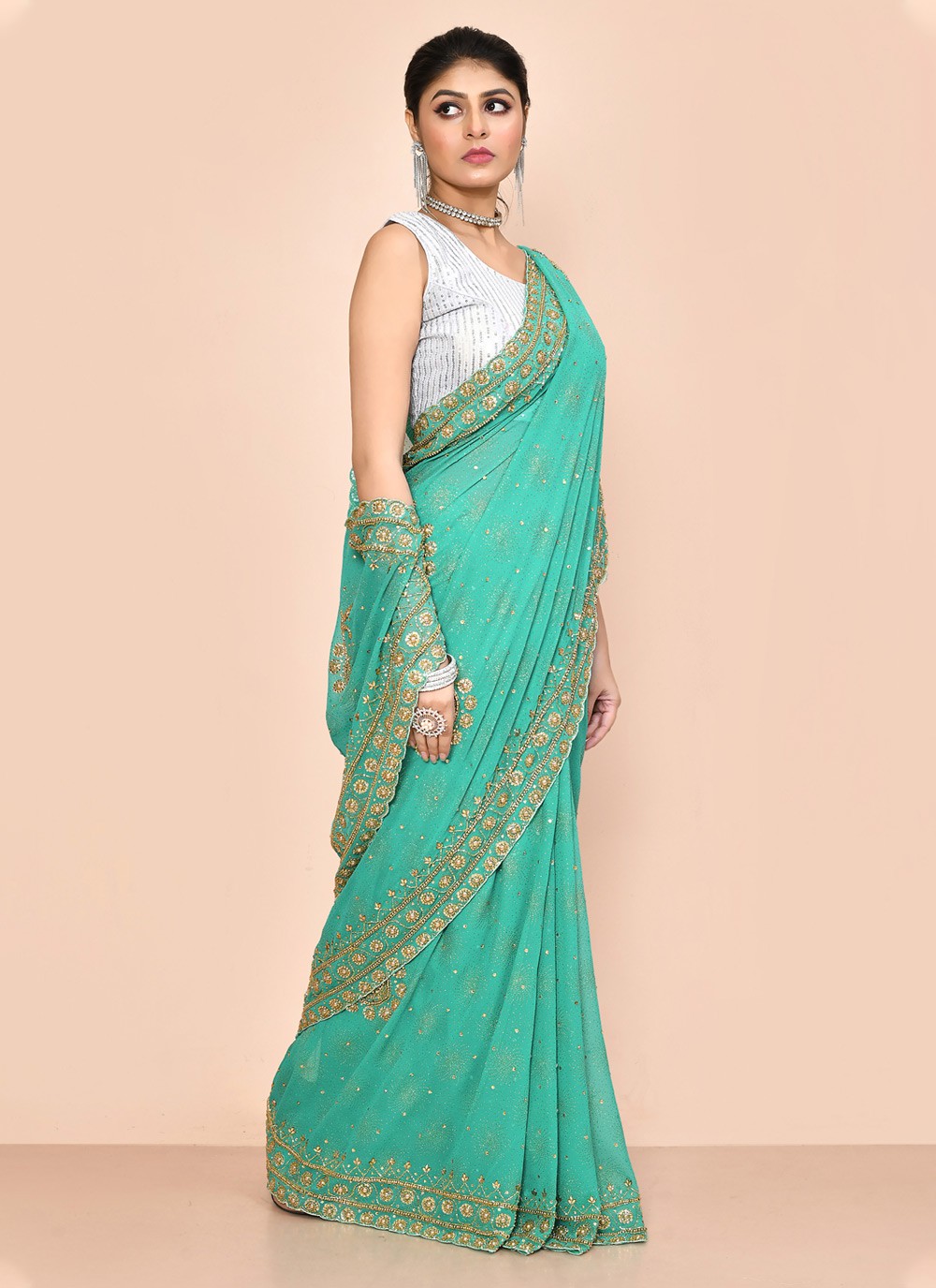 Classic Embroidered Georgette Saree - S3574