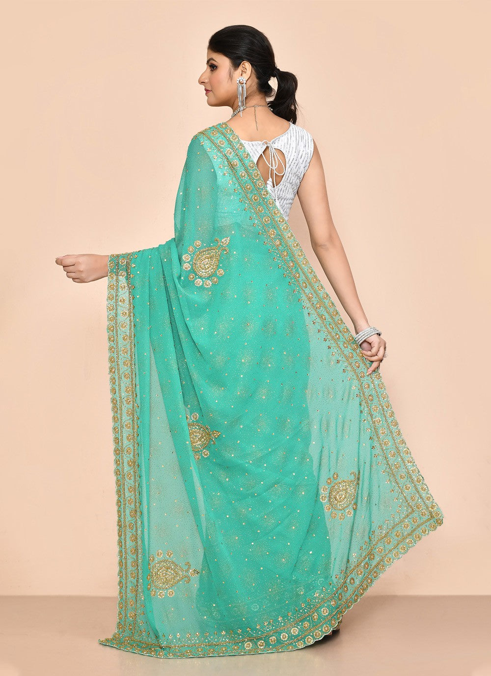 Classic Embroidered Georgette Saree - S3574