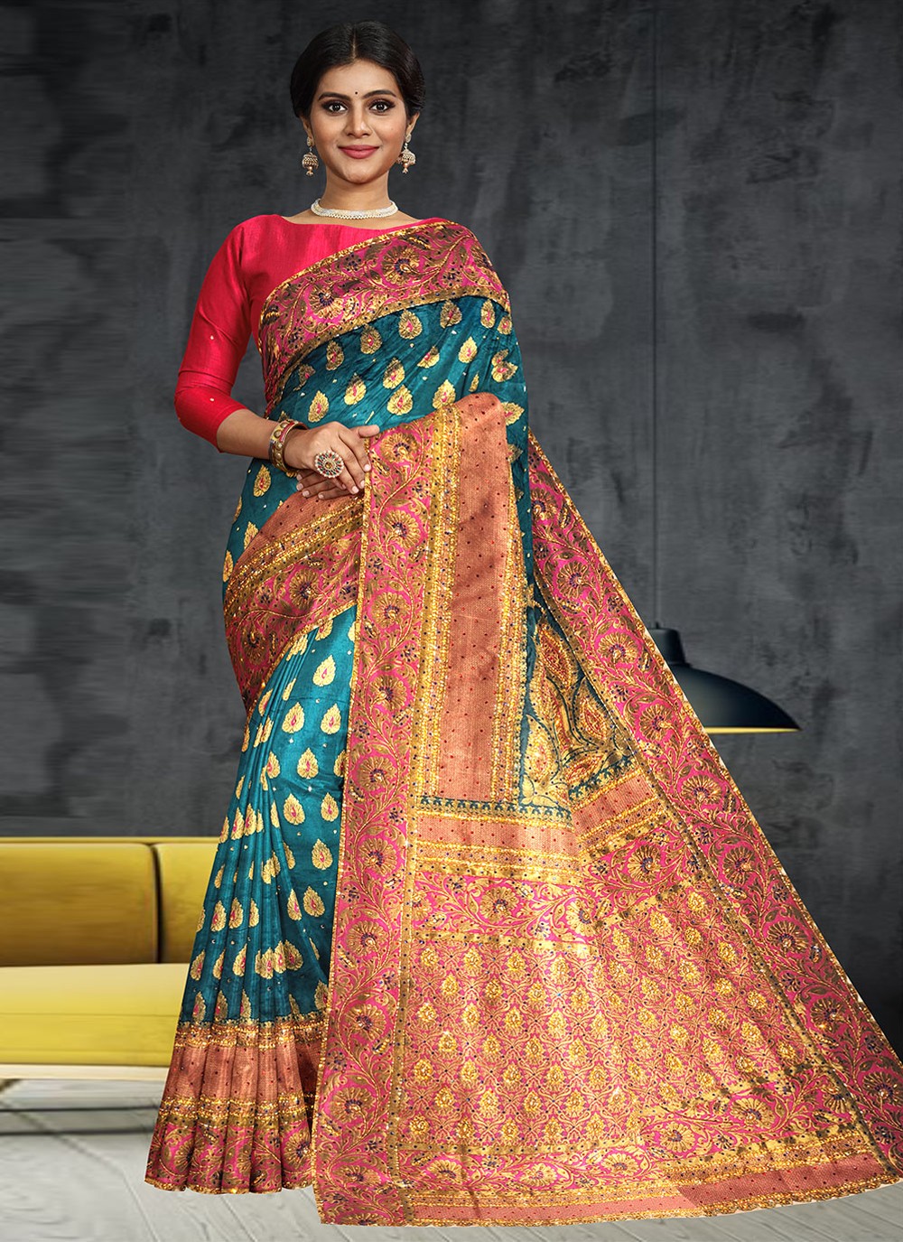 Classic Hand Embroidery Georgette Saree - S1972