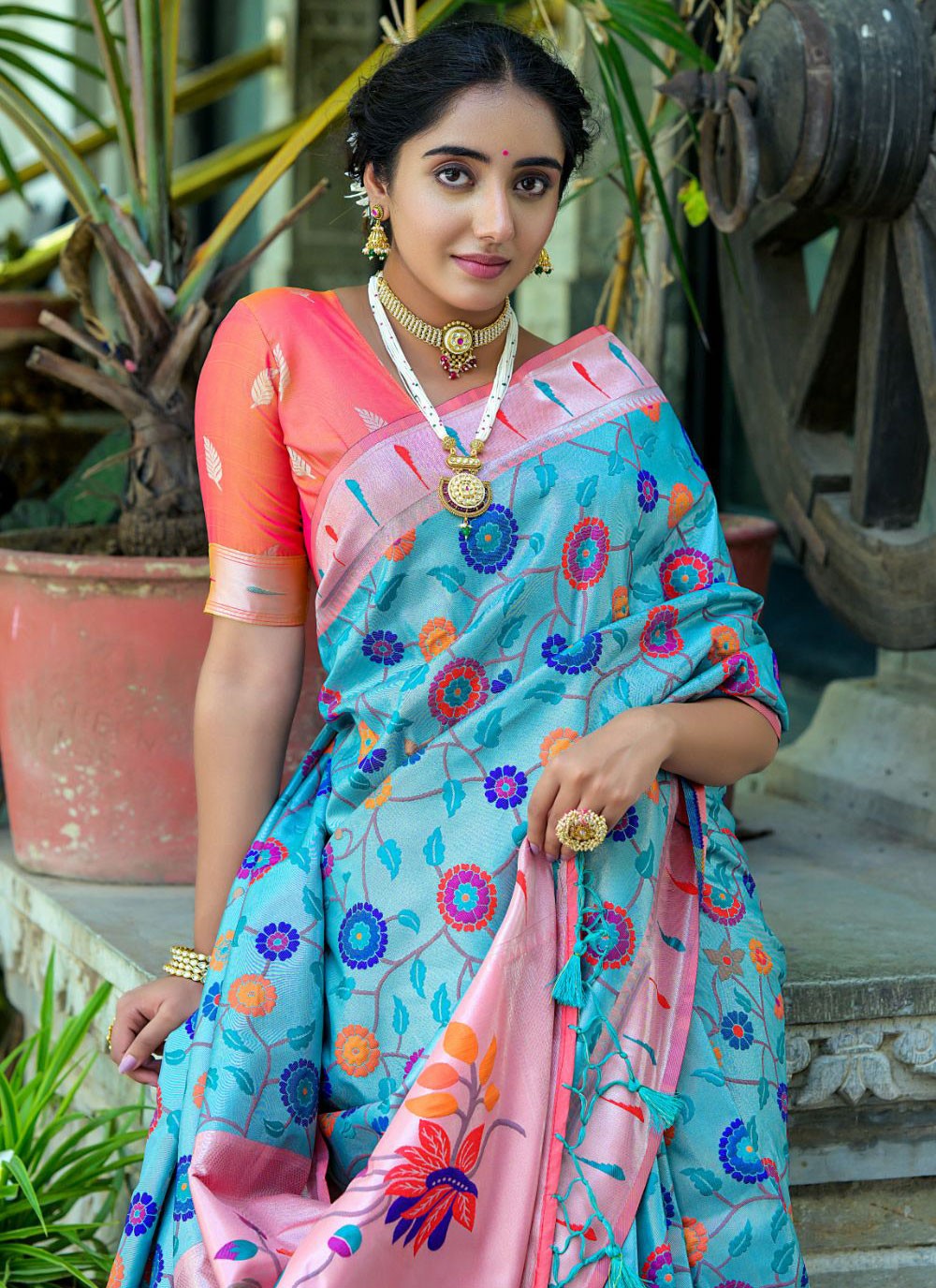 Classic Meenakari Kanjivaram Silk Saree - S4363