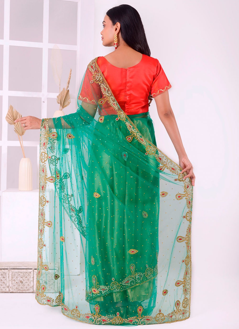 Classic Embroidered Georgette Saree - S7727