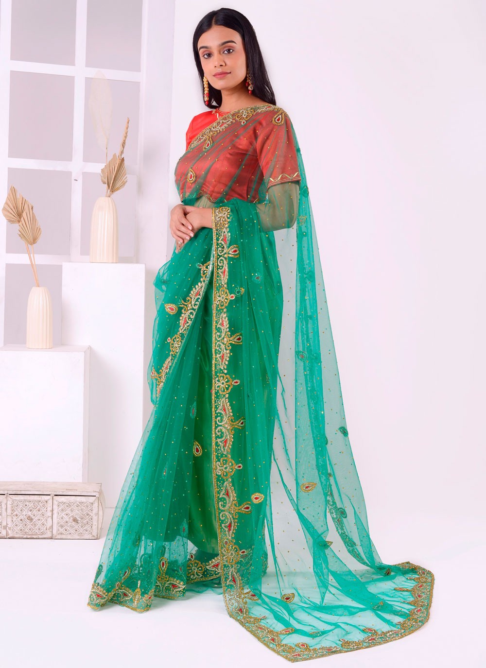 Classic Embroidered Georgette Saree - S7727