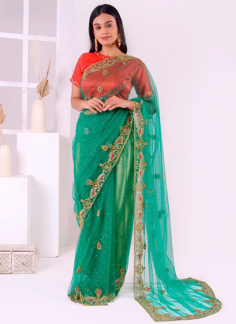 Classic Embroidered Georgette Saree - S7727