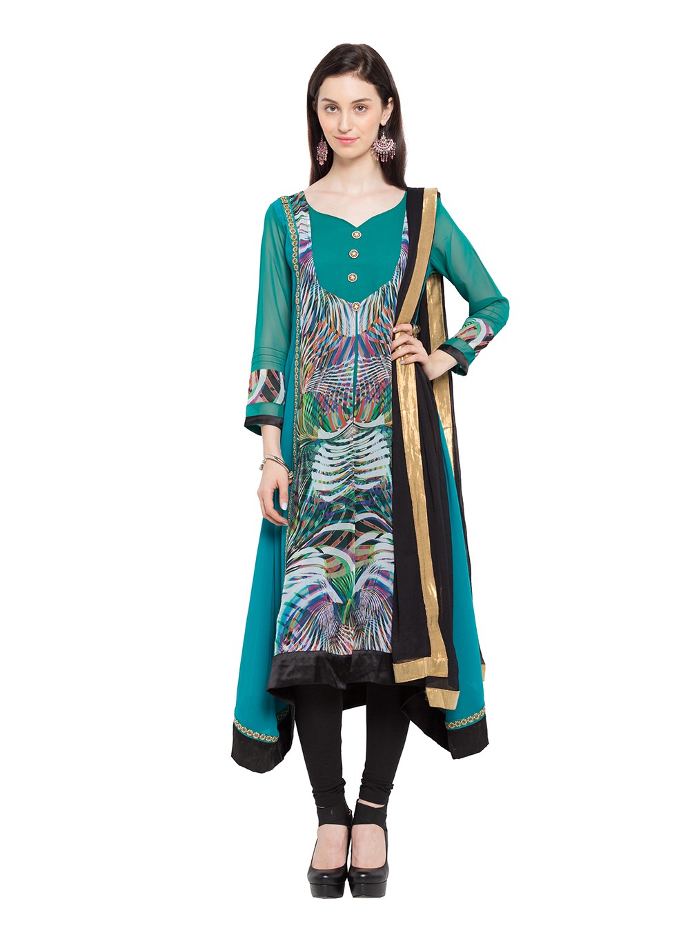 Faux Georgette Churidar Suit - T358