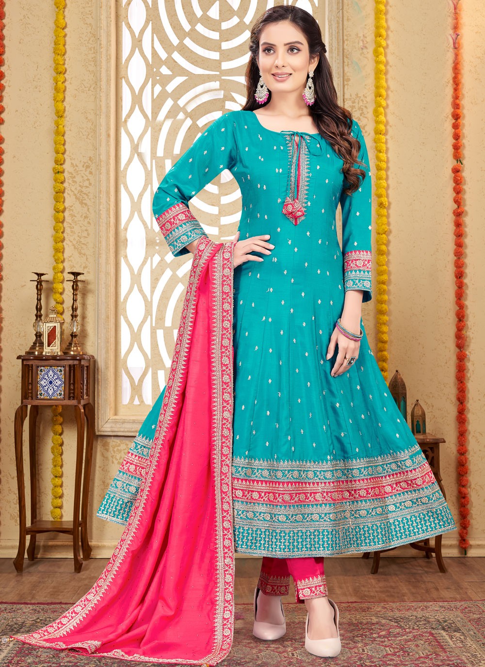 Embroidered Silk Salwar Suit - T4296