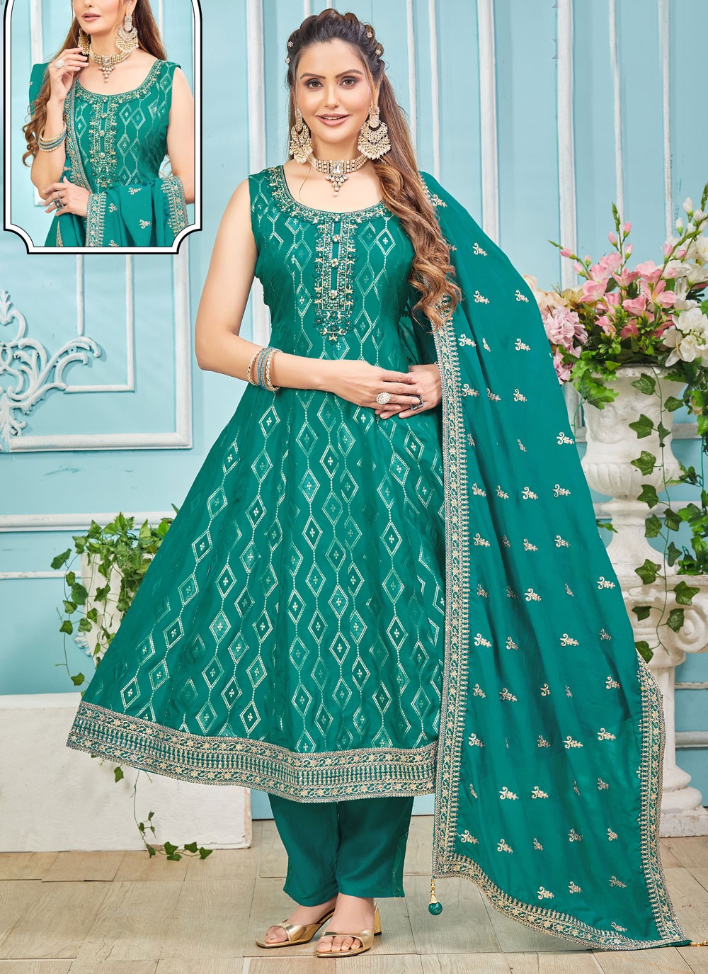 Embroidered Silk Anarkali - T4347