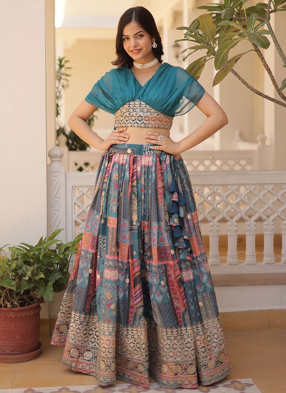 Digital Print Silk Readymade Lehenga Choli - L1801