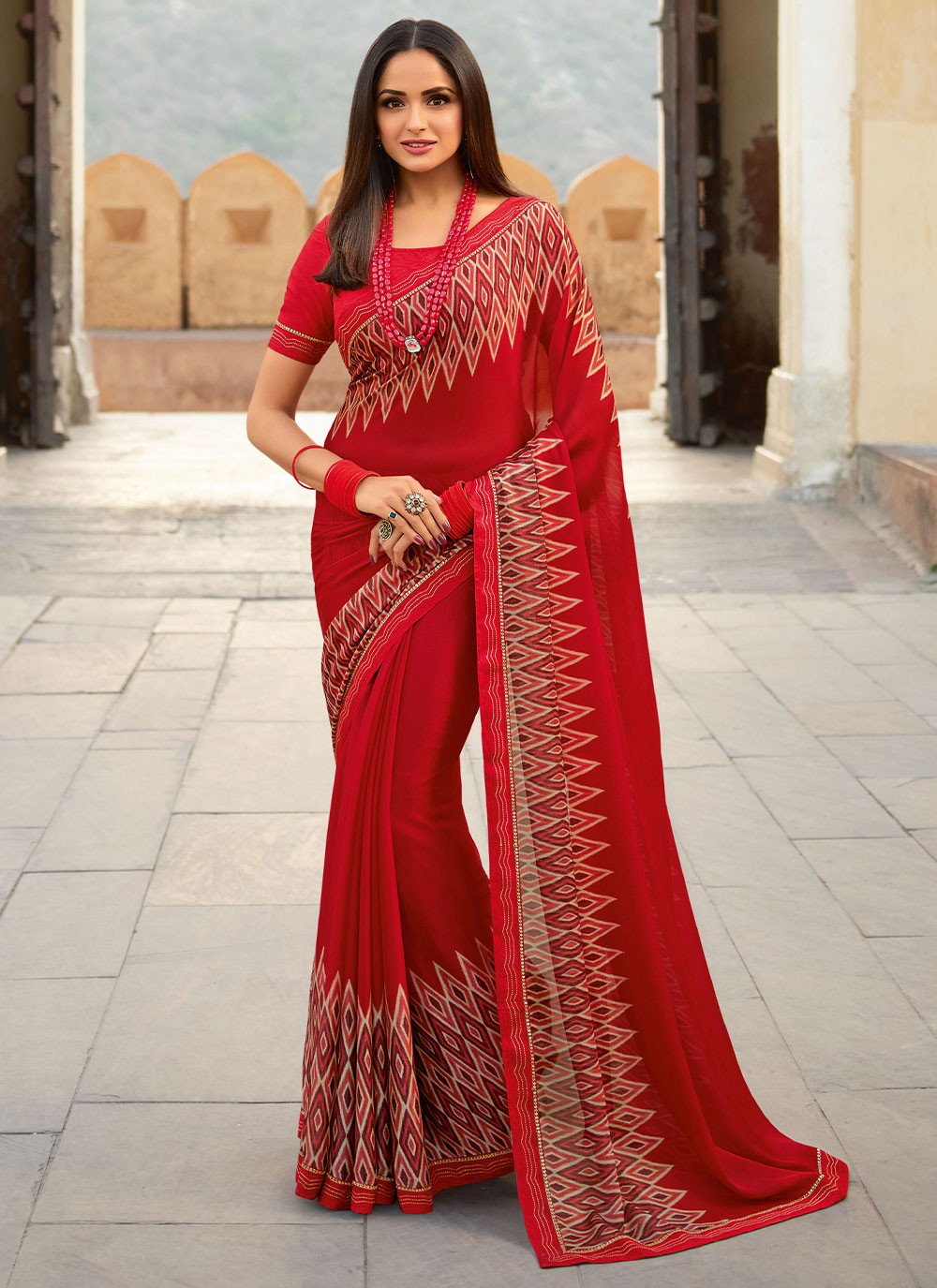 Contemporary Lace Georgette Saree - S2880