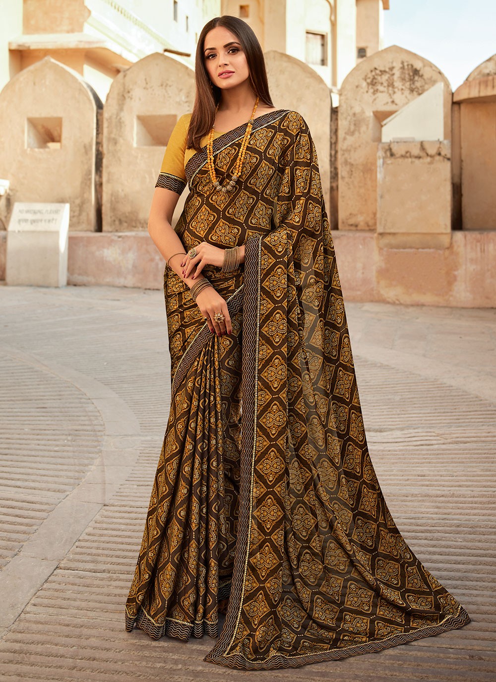 Contemporary Lace Georgette Saree - S2880